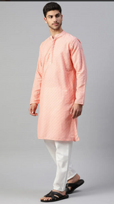 Peach Chikankari Kurta